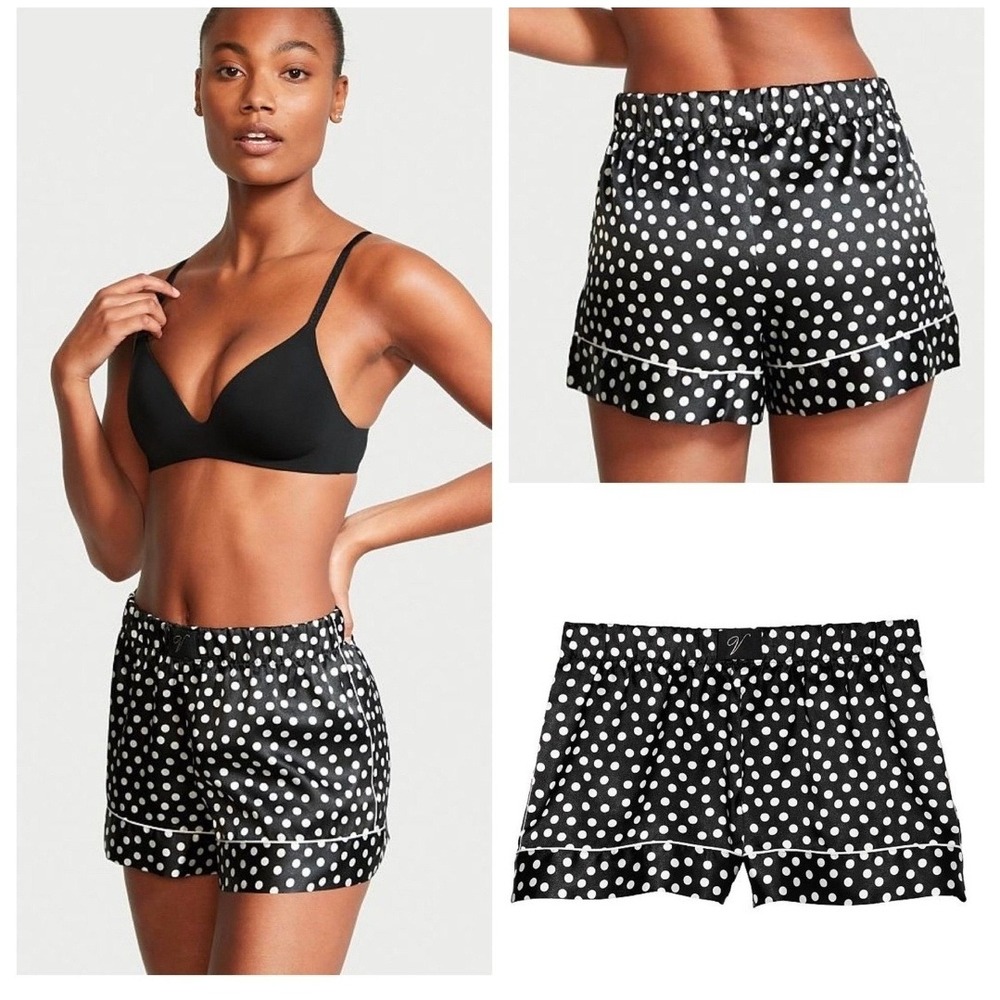 Victoria's Secret Intimates Sleepwear Women's XXL Black White Polka Dot Shorts